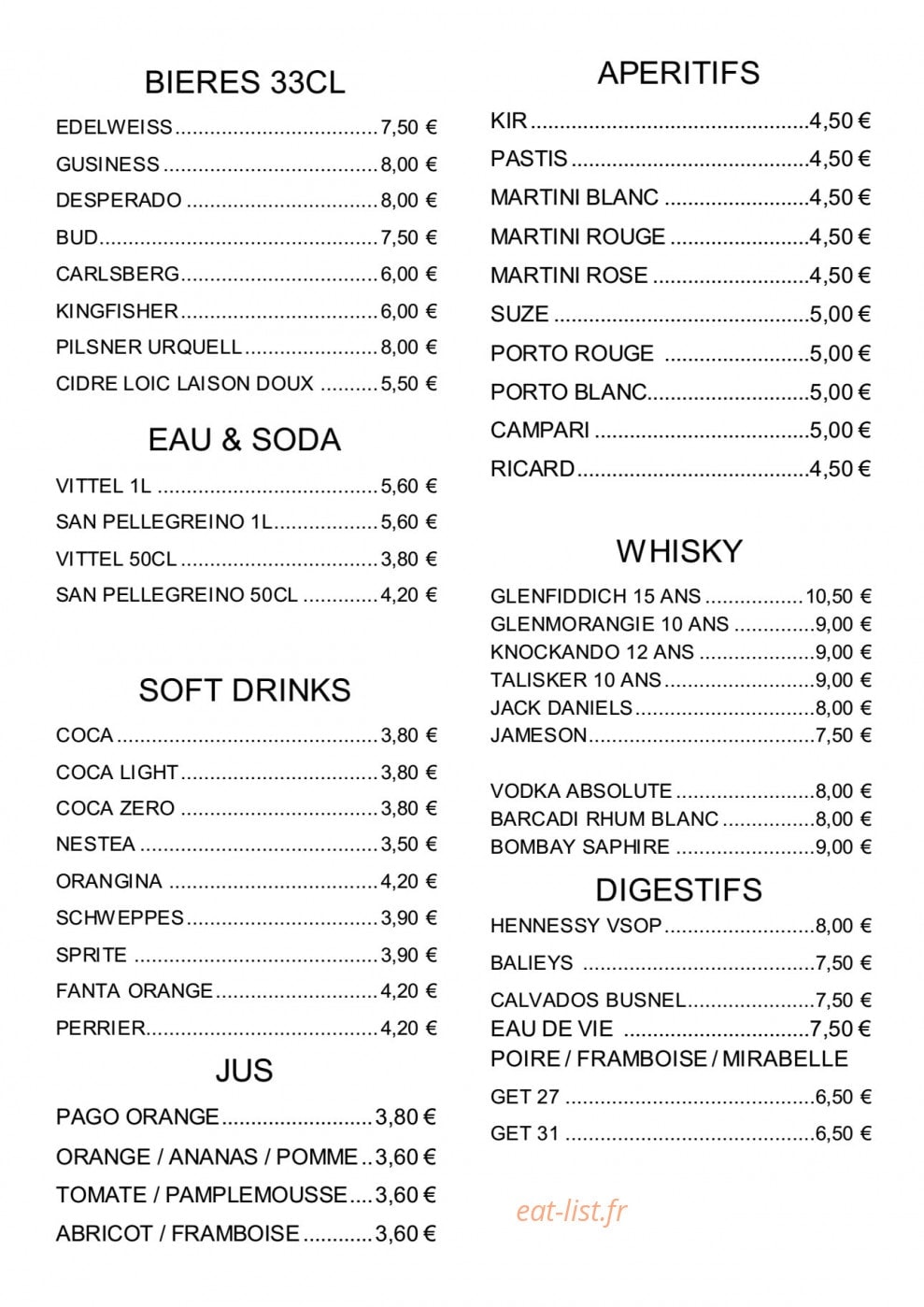 Le Bistro Indien — carte page 7