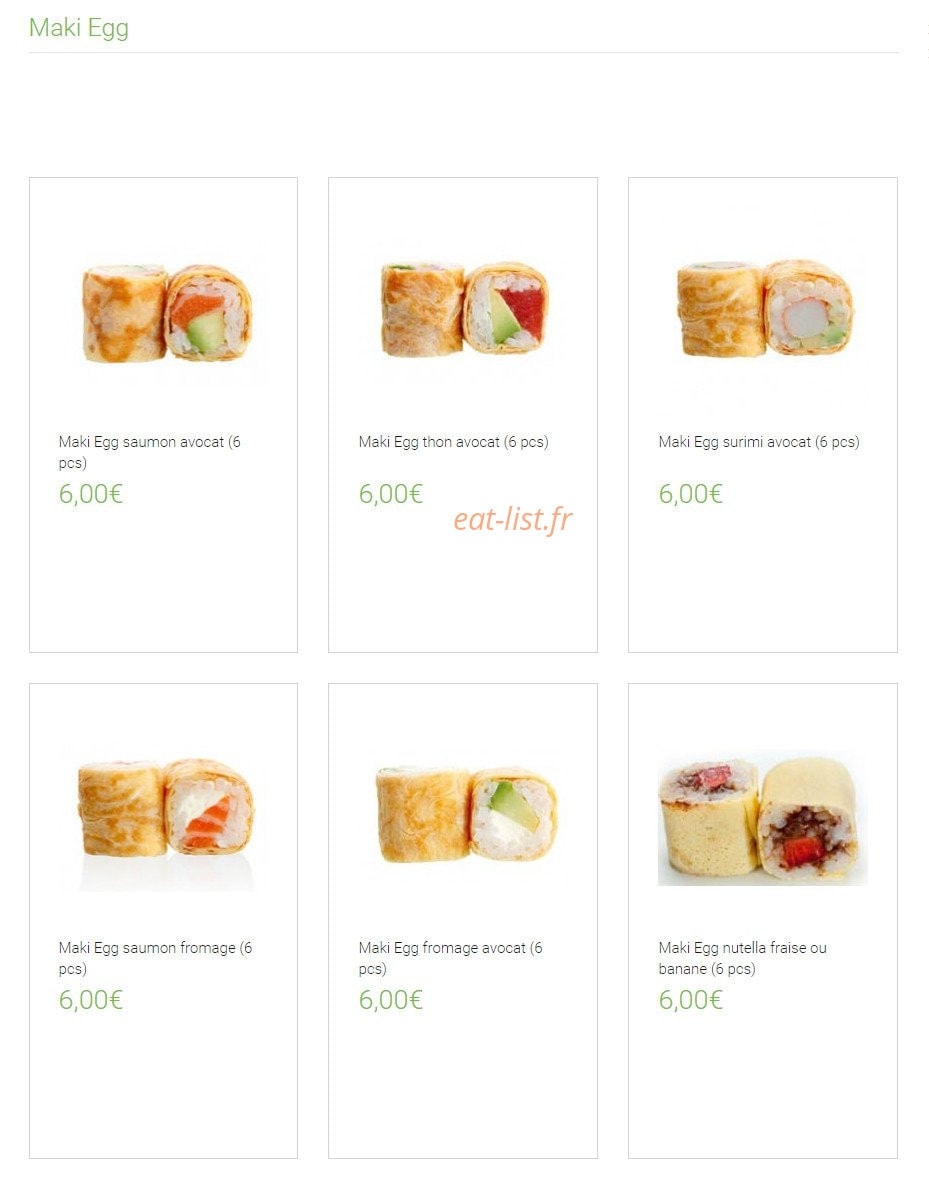 Carte et menu de Lounge One à Montigny le Bretonneux — Les makis egg