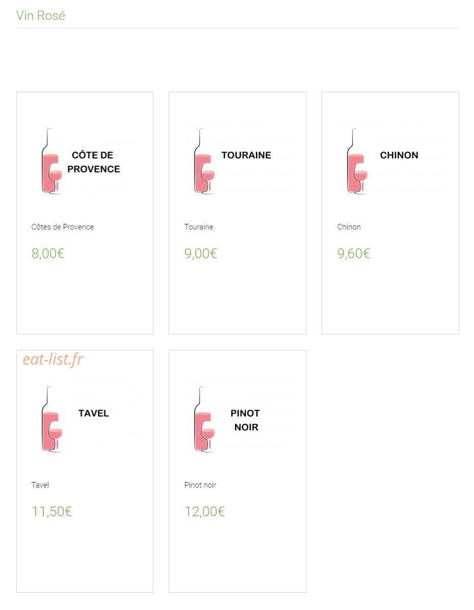 Carte et menu de Lounge One à Montigny le Bretonneux — Les vins rosés