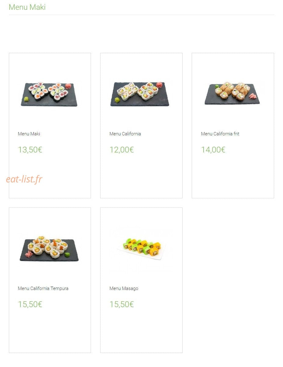 Carte et menu de Lounge One à Montigny le Bretonneux — Le menu makis
