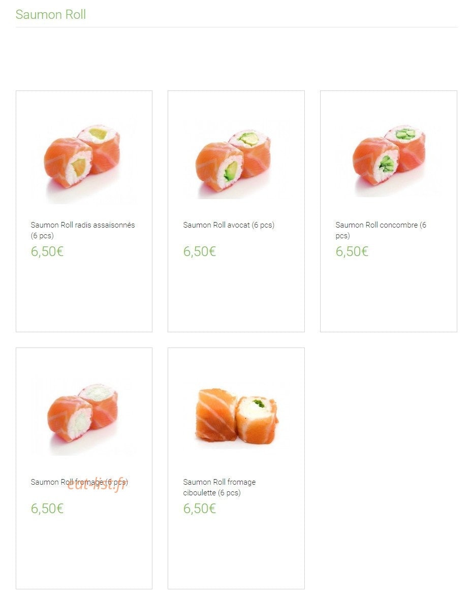 Carte et menu de Lounge One à Montigny le Bretonneux — Les saumon rolls