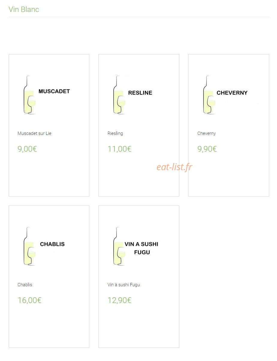 Carte et menu de Lounge One à Montigny le Bretonneux — Les vins blancs