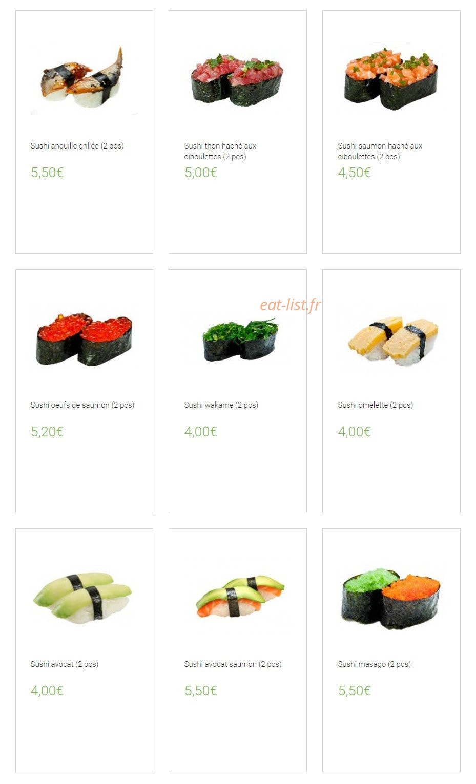 Carte et menu de Lounge One à Montigny le Bretonneux — Les sushis suite