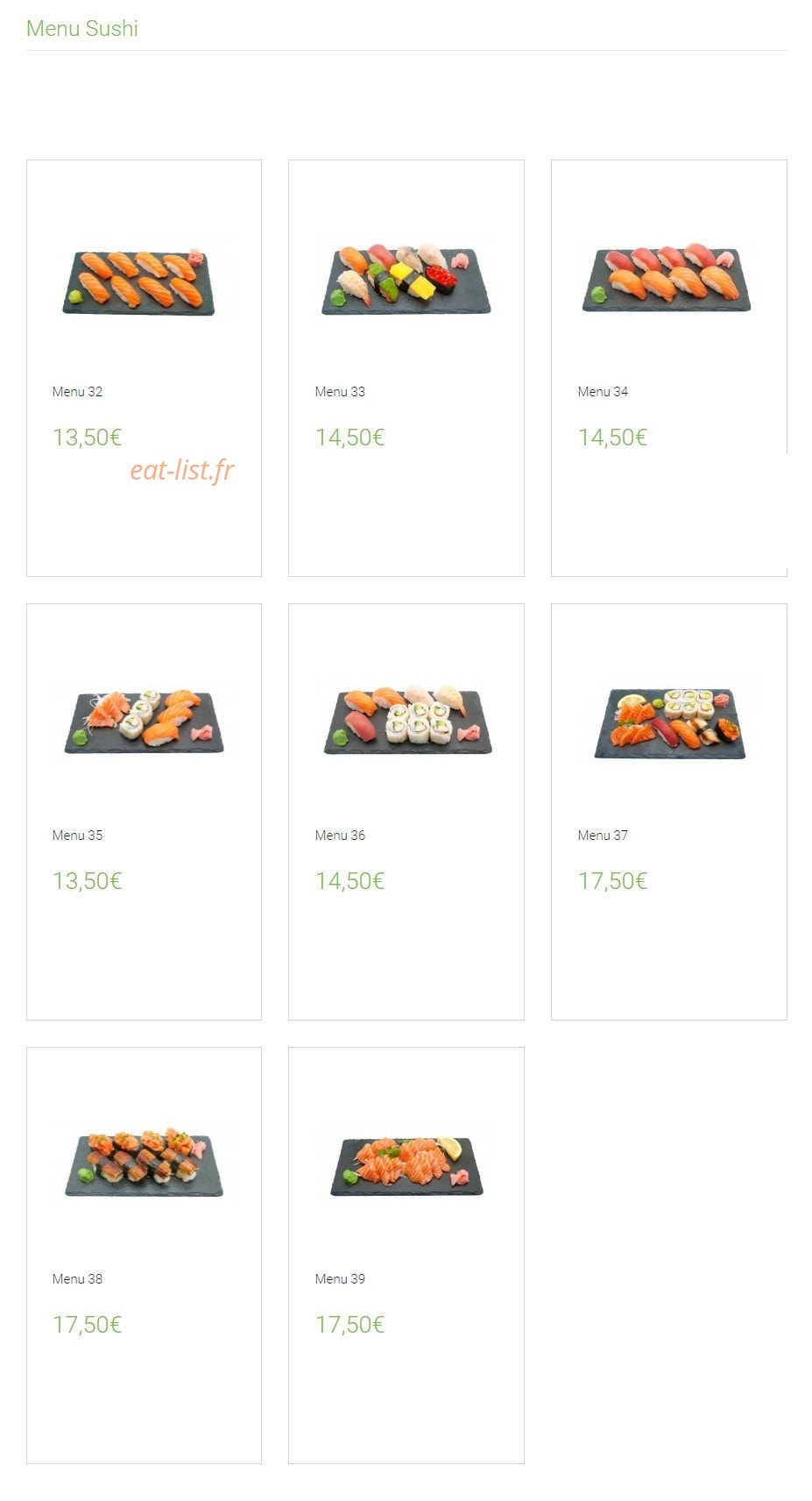 Carte et menu de Lounge One à Montigny le Bretonneux — Le menu sushis
