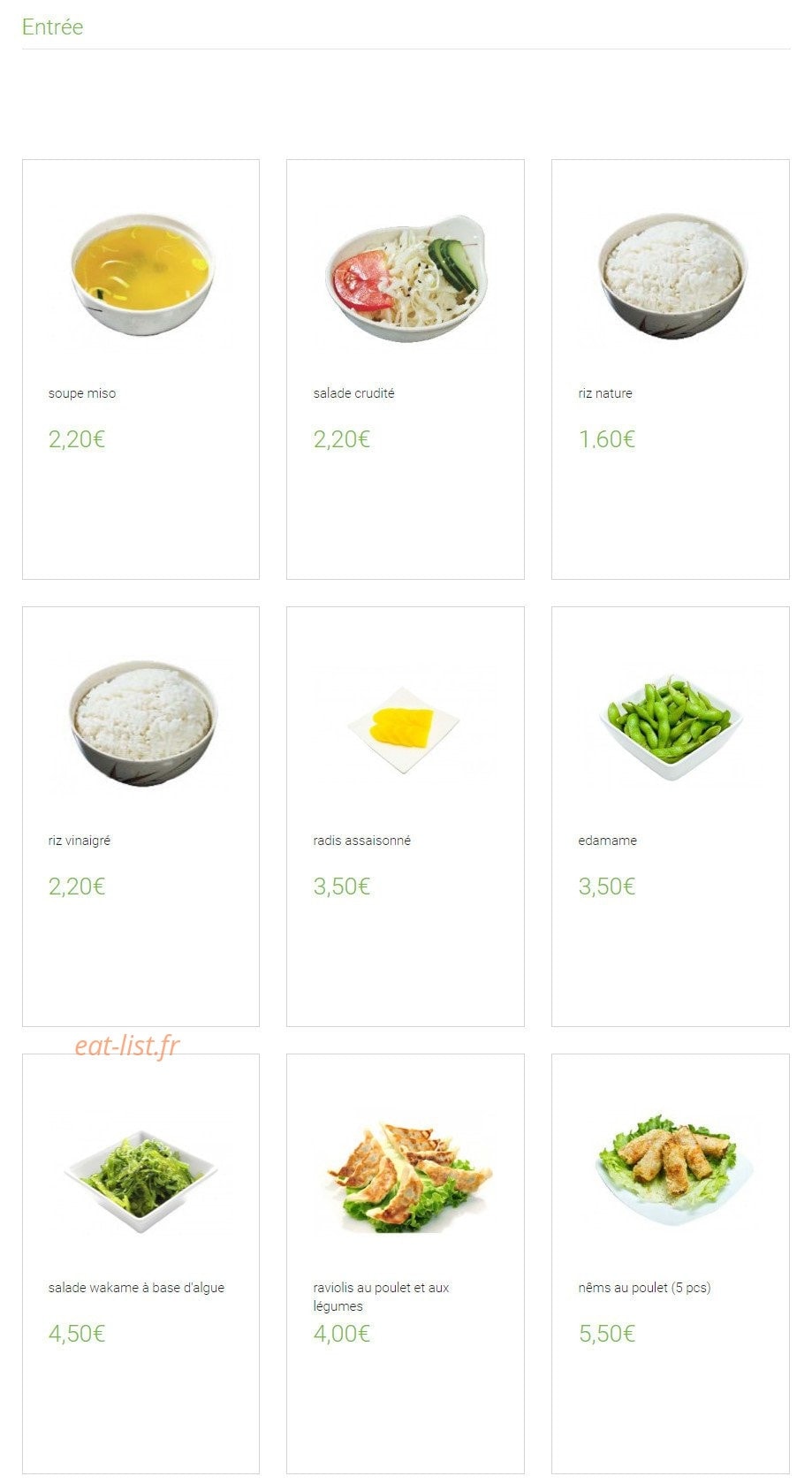 Carte et menu de Lounge One à Montigny le Bretonneux — Les entrées