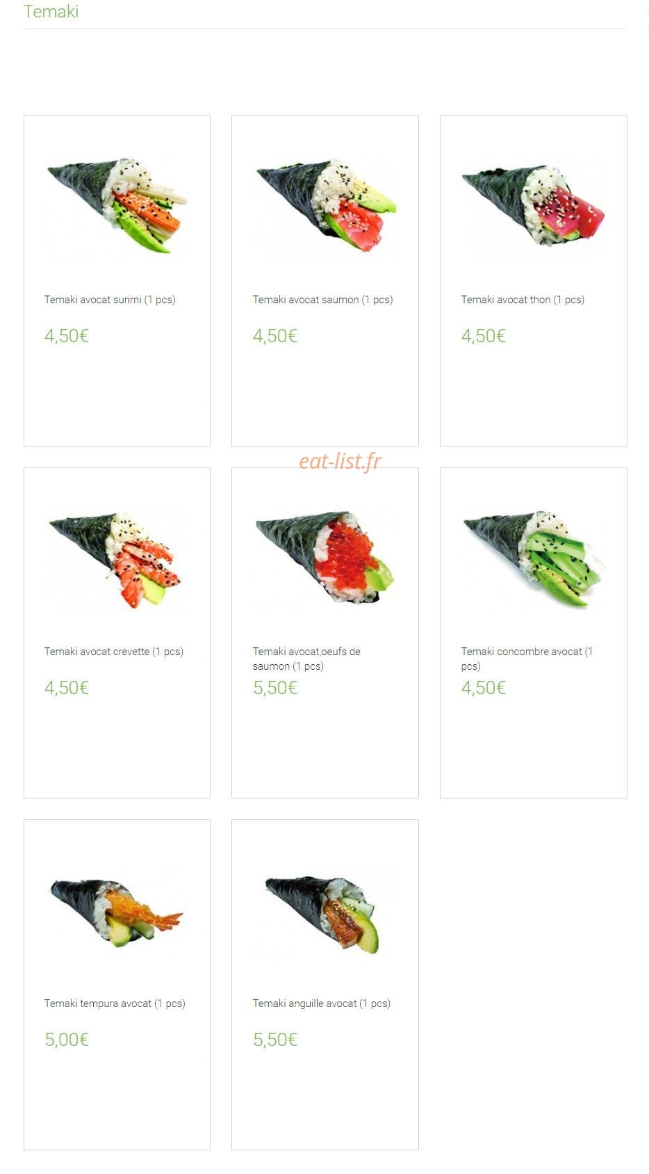 Carte et menu de Lounge One à Montigny le Bretonneux — Les temakis