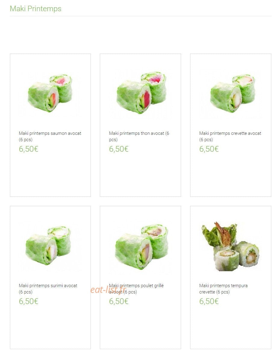 Carte et menu de Lounge One à Montigny le Bretonneux — Les makis printemps