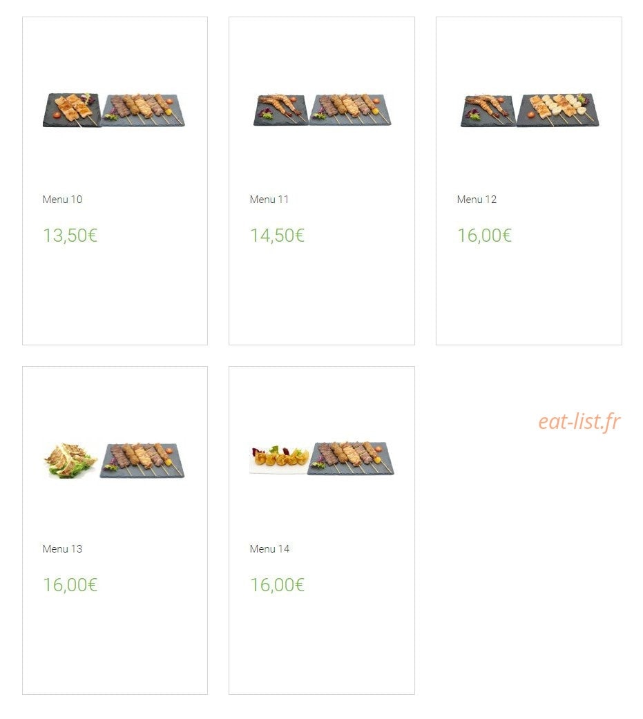 Carte et menu de Lounge One à Montigny le Bretonneux — Le menu brochettes suite