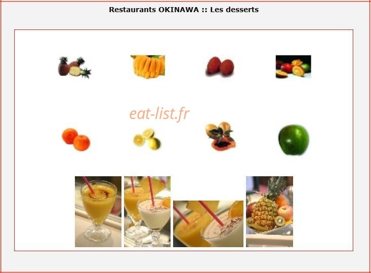 Carte et menu de Okinawa à Montigny le Bretonneux — Les Desserts