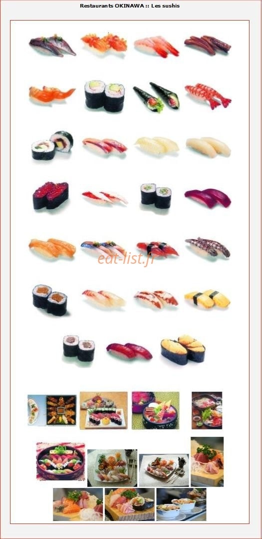 Carte et menu de Okinawa à Montigny le Bretonneux — Les Sushis