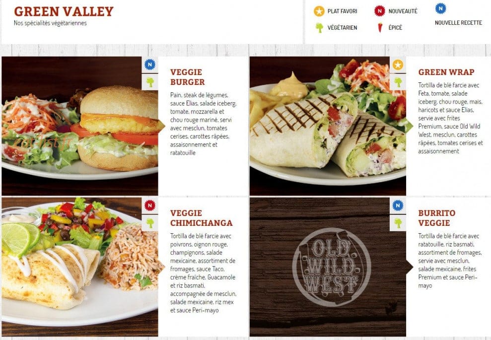 Carte et menu de Old Wild West à Montigny le Bretonneux — Green valley