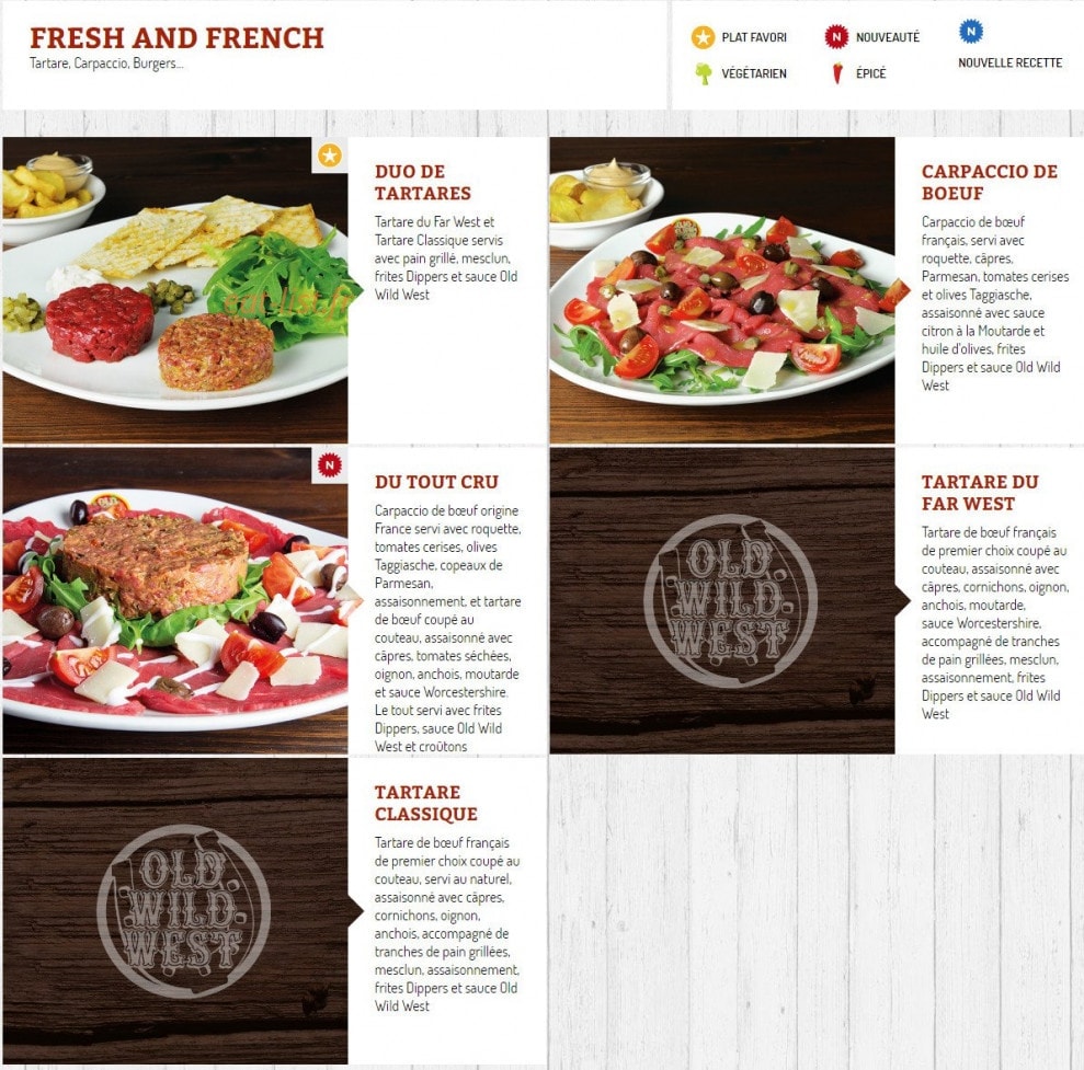 Carte et menu de Old Wild West à Montigny le Bretonneux — Fresh and french