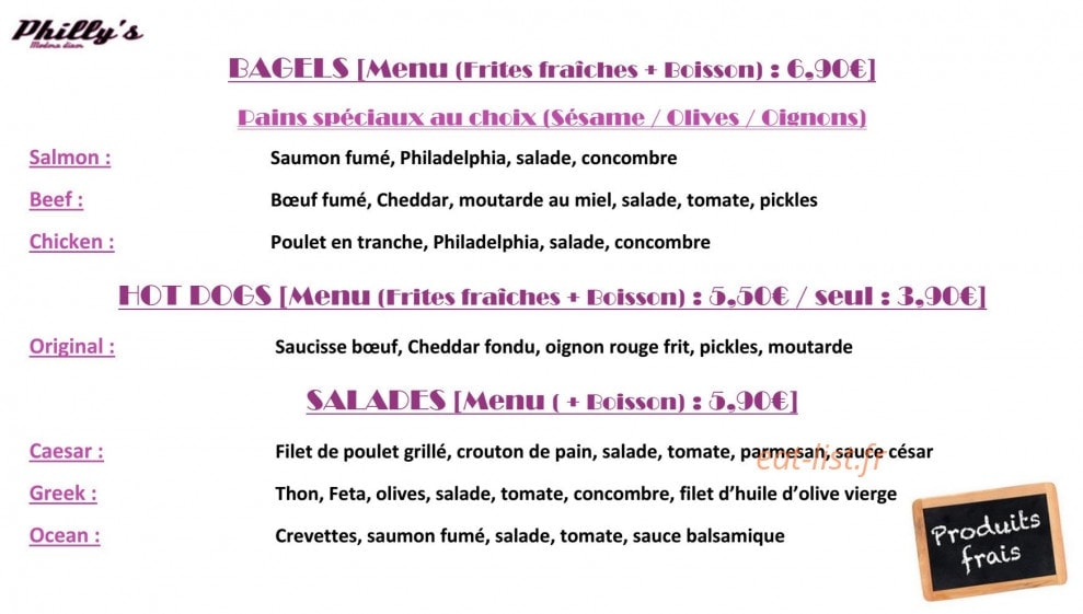 Philly's diner — carte page 2
