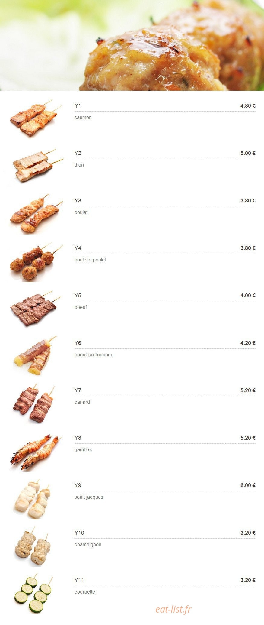 Carte et menu de Plaza Sushi à Montigny le Bretonneux — Les yakitoris