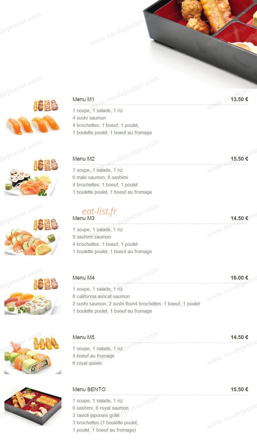 Carte et menu de Plaza Sushi à Montigny le Bretonneux — Les menus mixtes