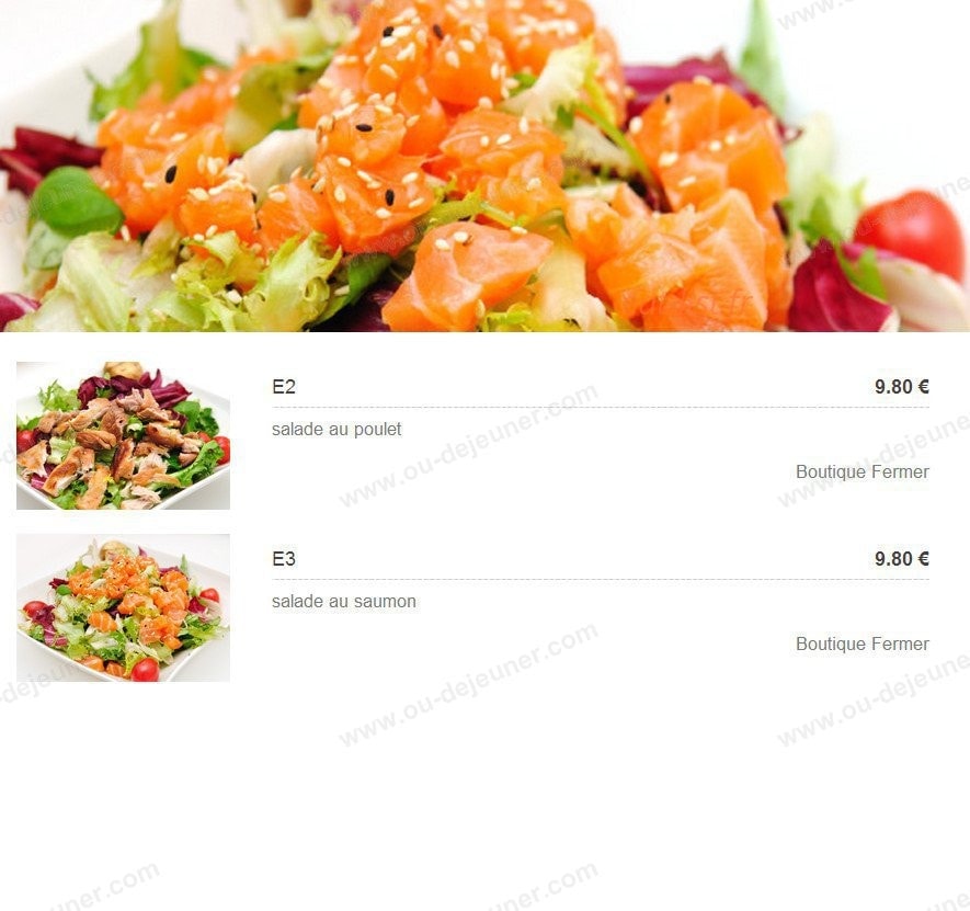 Carte et menu de Plaza Sushi à Montigny le Bretonneux — Les salades