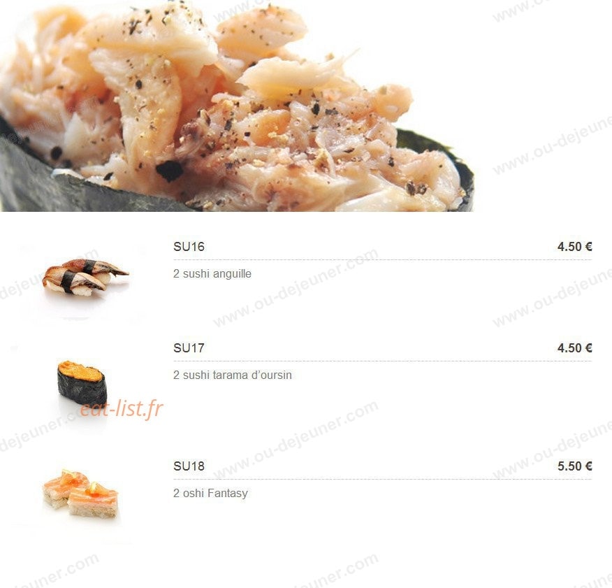 Carte et menu de Plaza Sushi à Montigny le Bretonneux — Les sushis suite