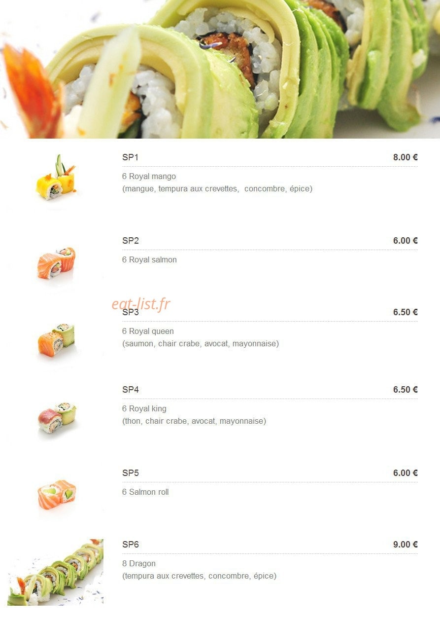 Carte et menu de Plaza Sushi à Montigny le Bretonneux — Les spéciales plazas