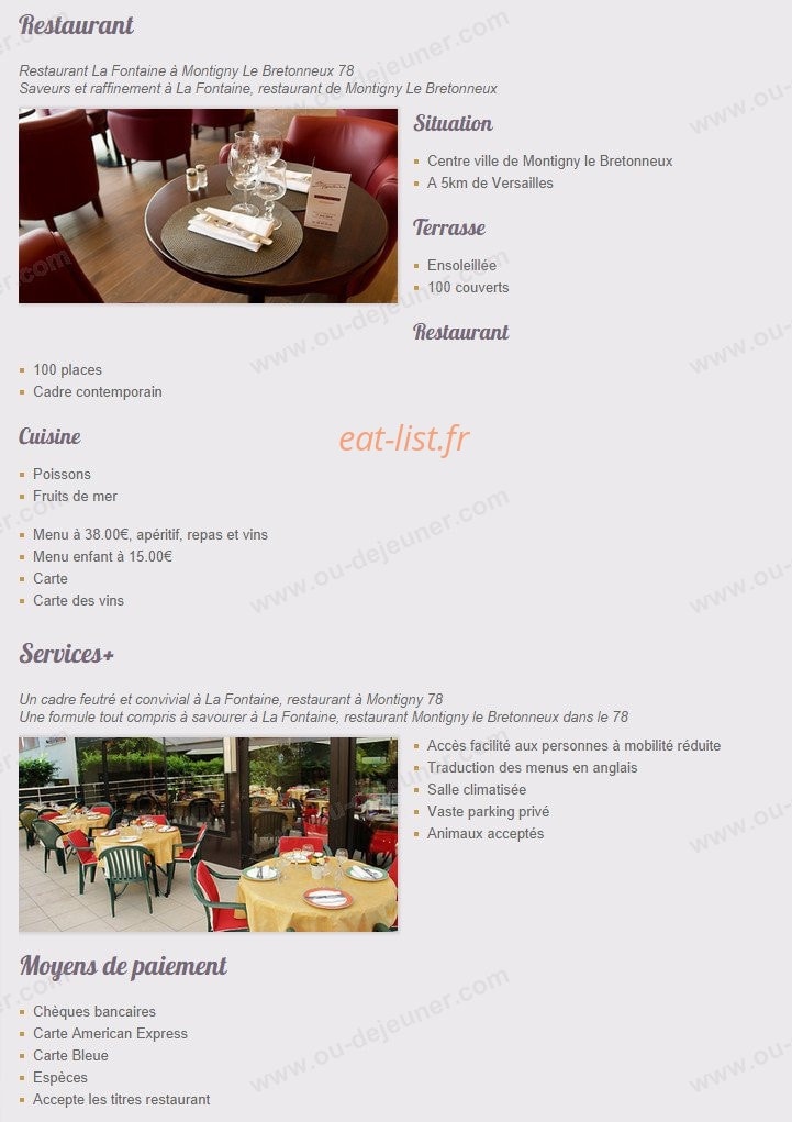 Restaurant La Fontaine — carte page 3
