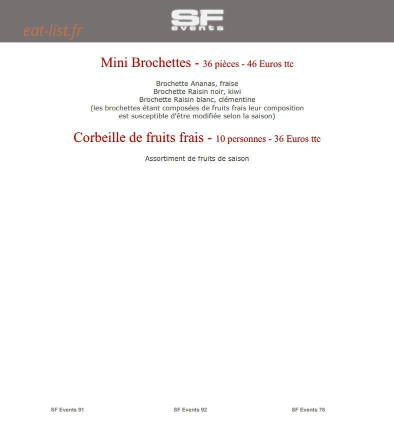 SF Events — carte page 17