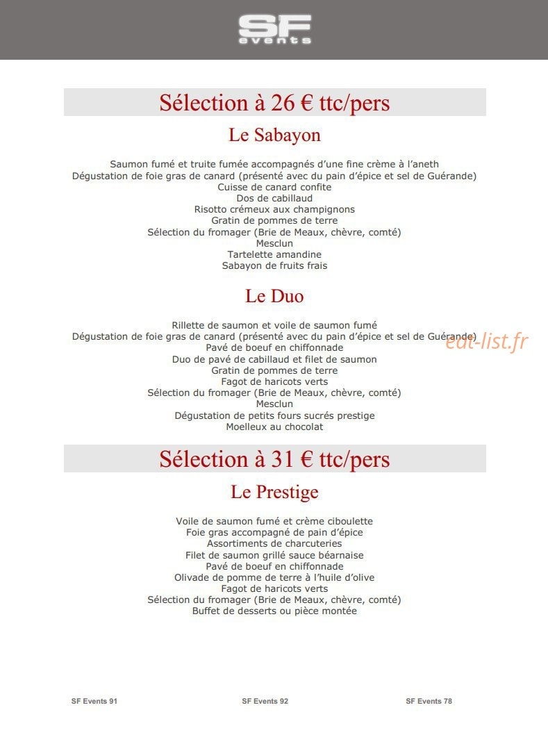 SF Events — carte page 25