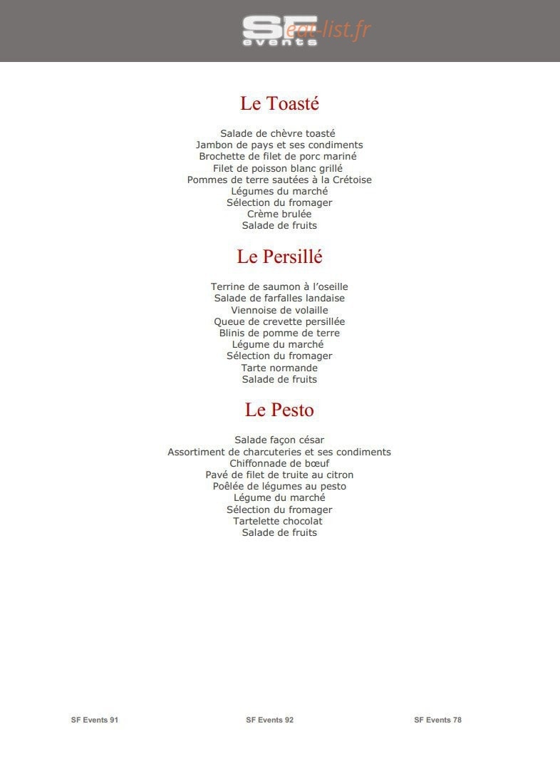 SF Events — carte page 23