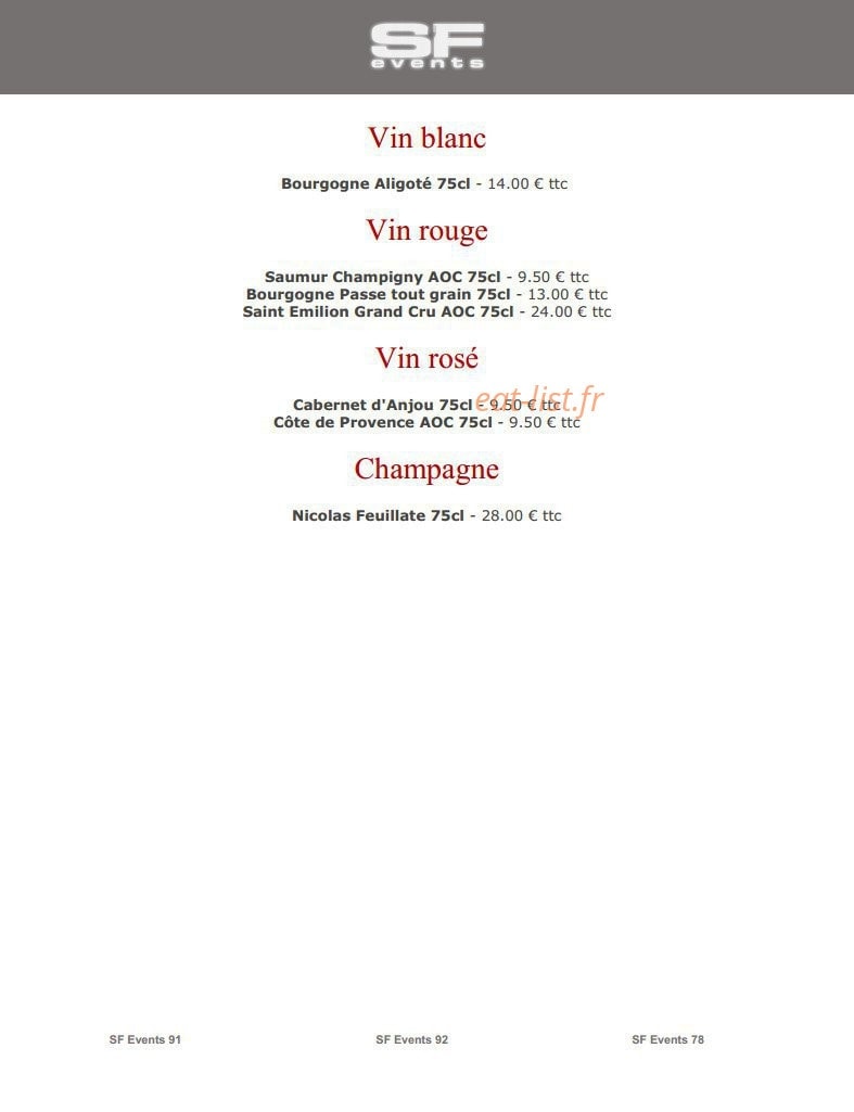 SF Events — carte page 36