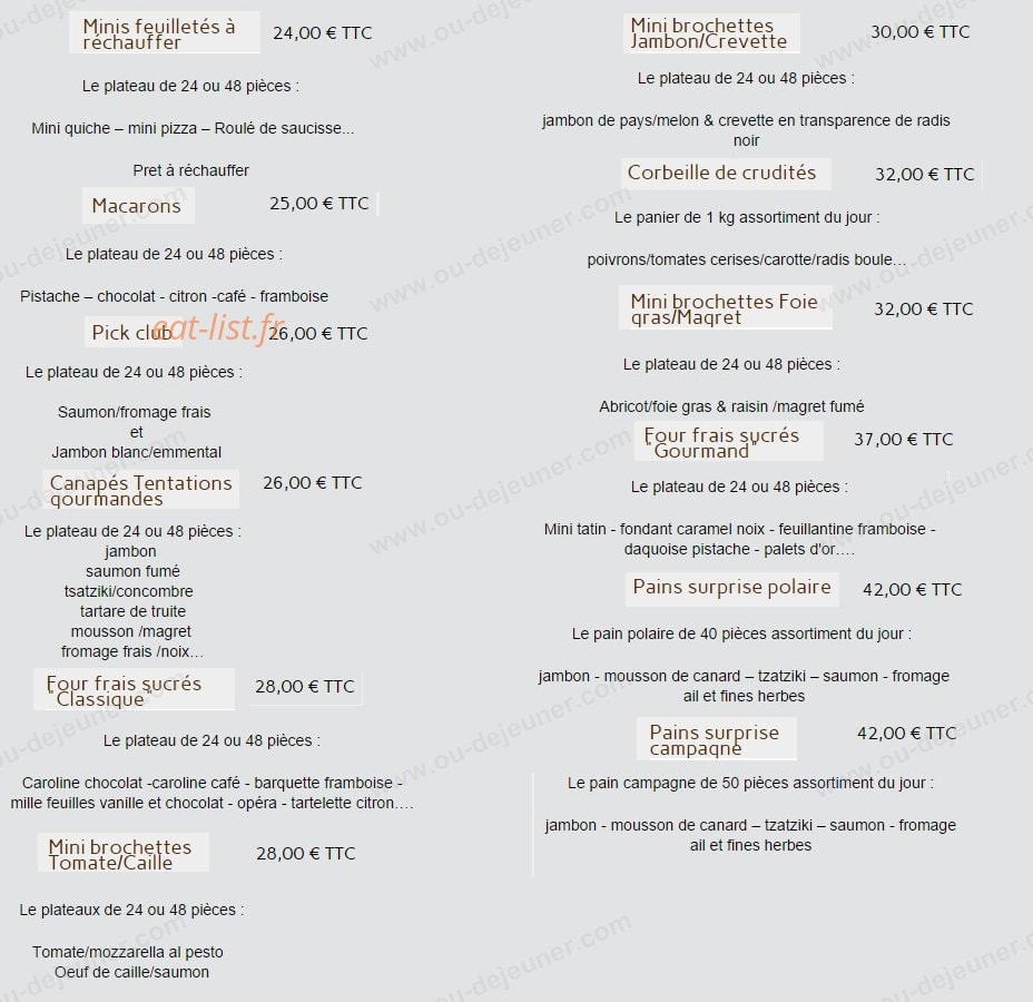 Traiteur en ligne — carte page 2