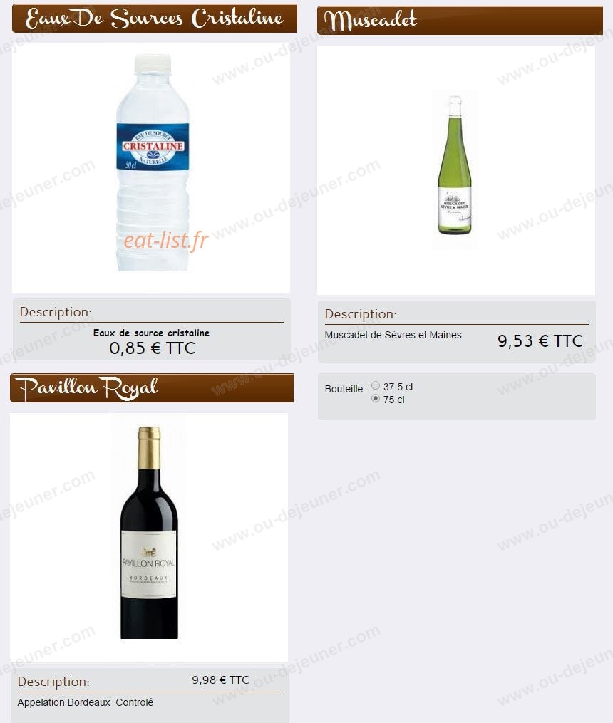 Traiteur en ligne — carte page 16