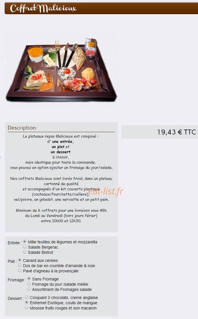 Traiteur en ligne — carte page 15