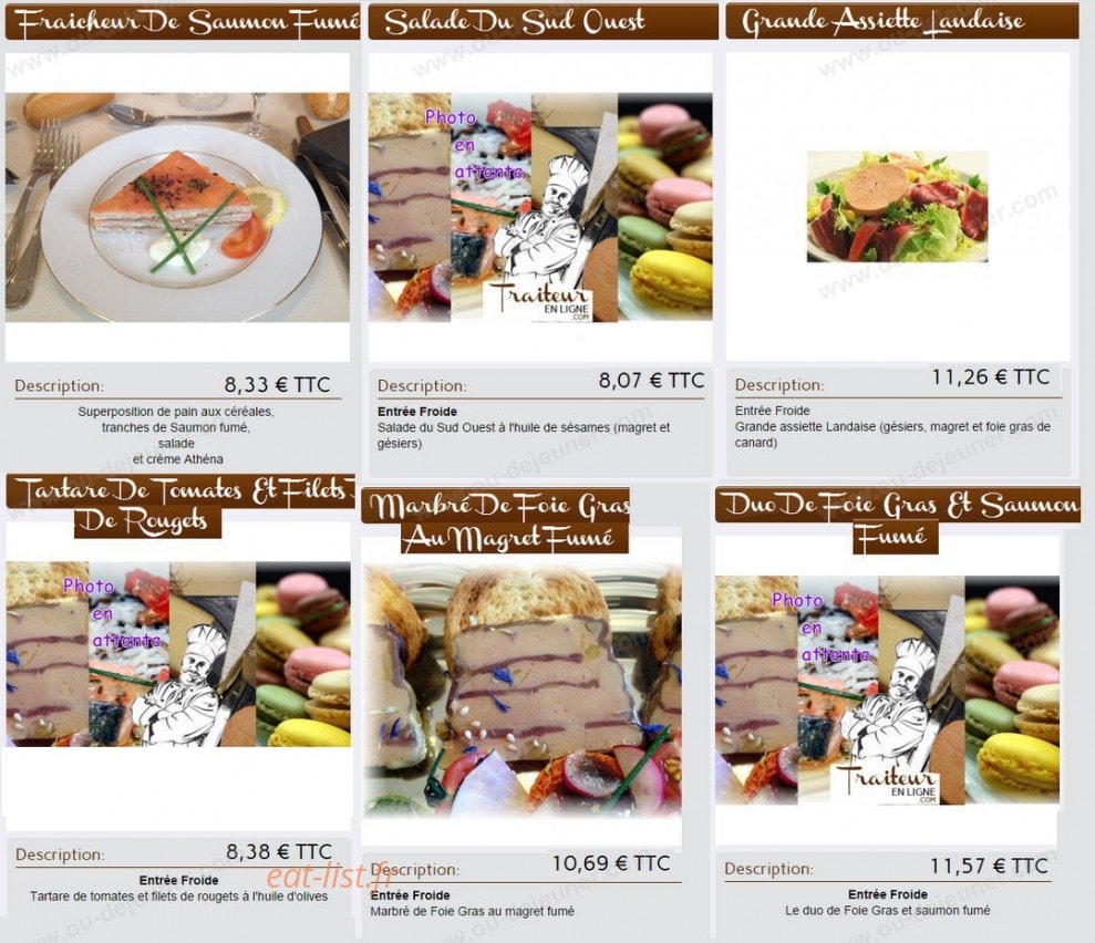 Traiteur en ligne — carte page 17
