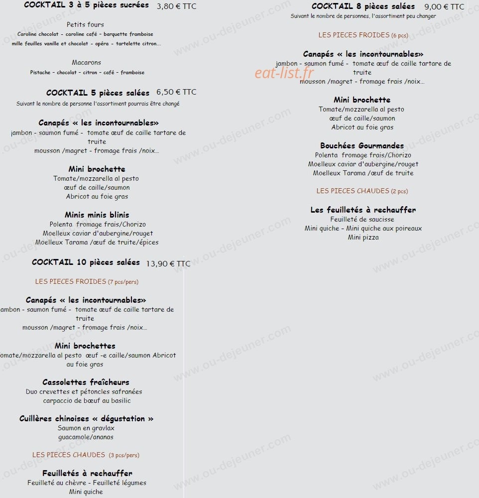 Traiteur en ligne — carte page 1