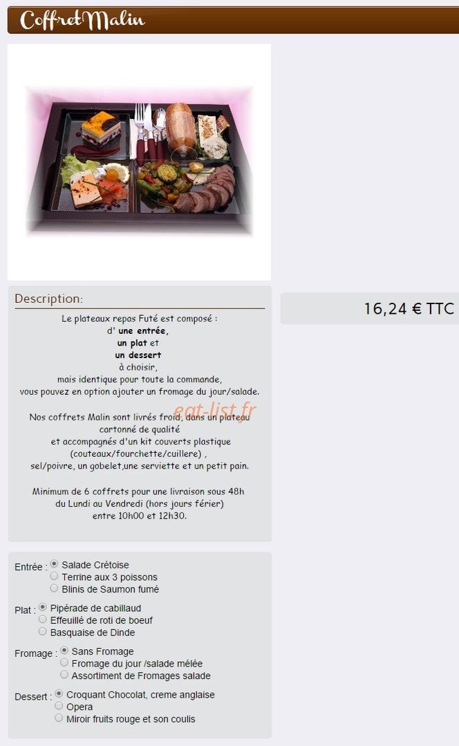 Traiteur en ligne — carte page 14