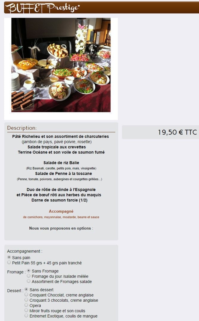Traiteur en ligne — carte page 5