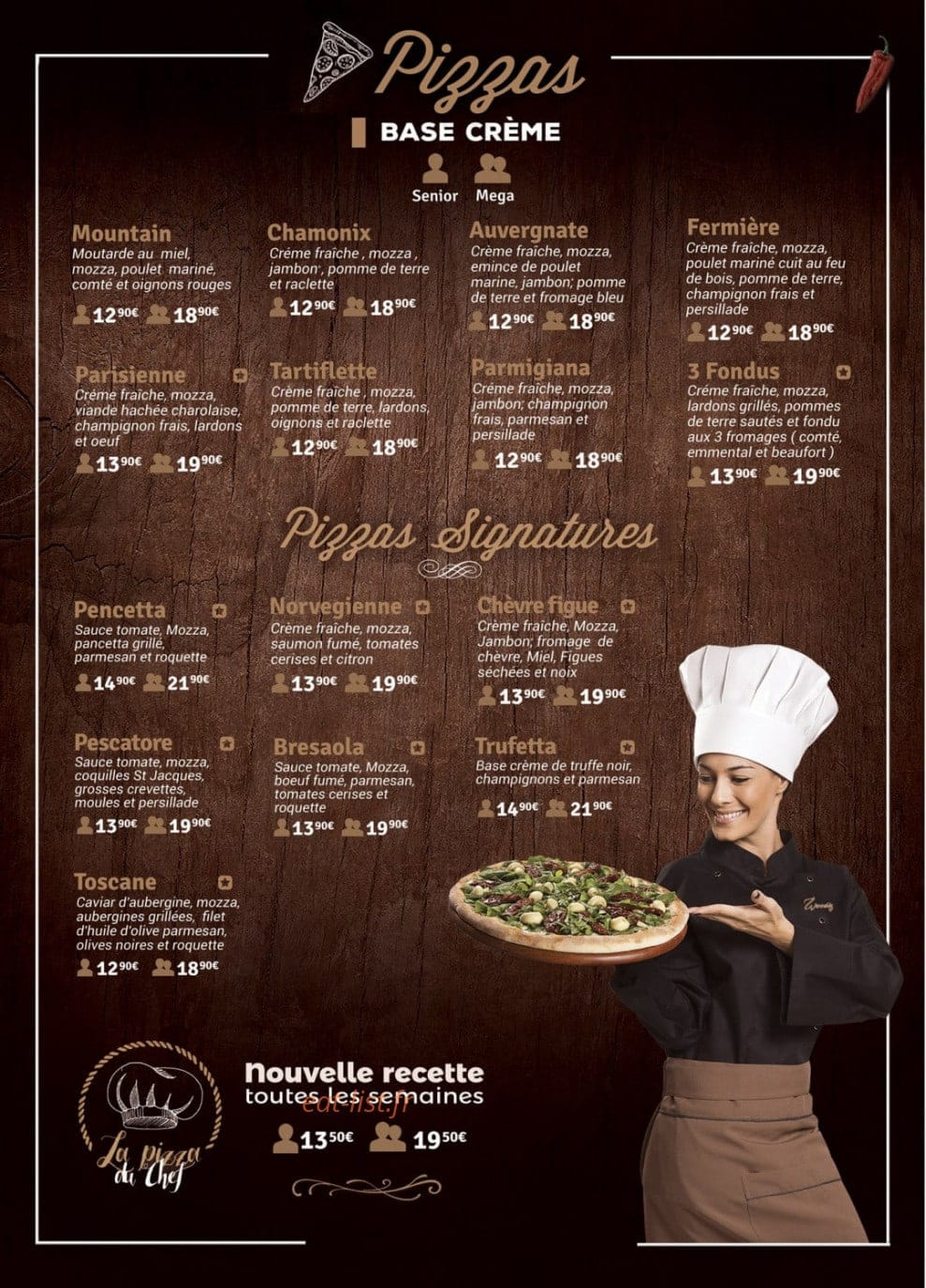 Carte et menu de Woodiz à Montigny le Bretonneux — Les pizzas suite