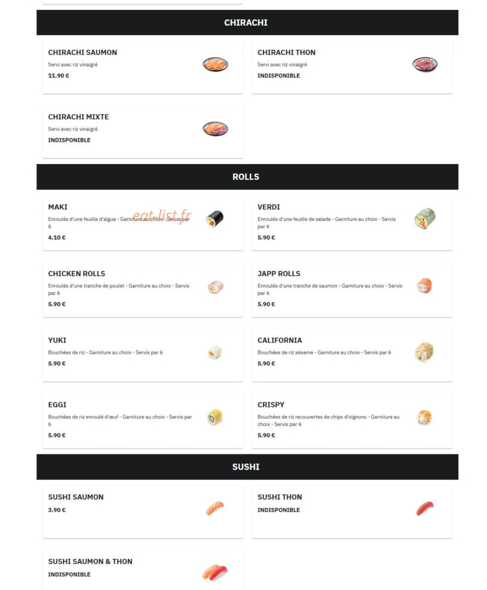Asian Food — carte page 3