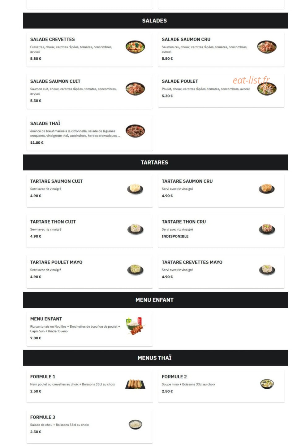Asian Food — carte page 5