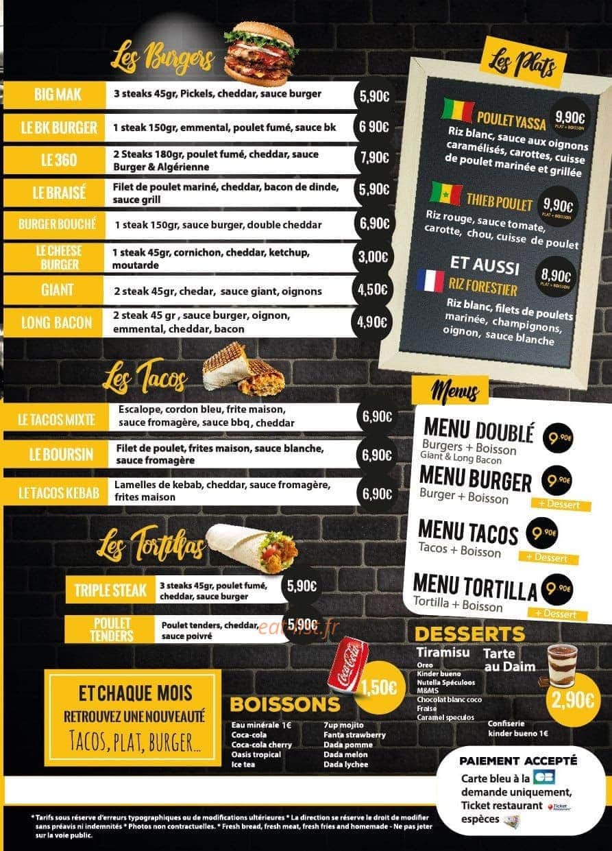 Burger'Kar — carte page 2