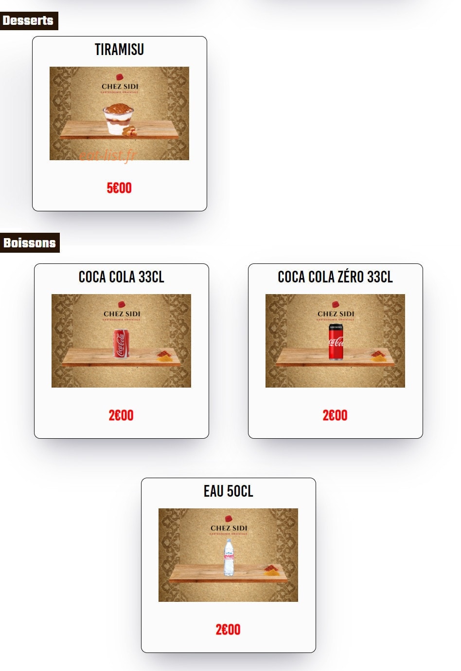 Chez Sidi — carte page 2
