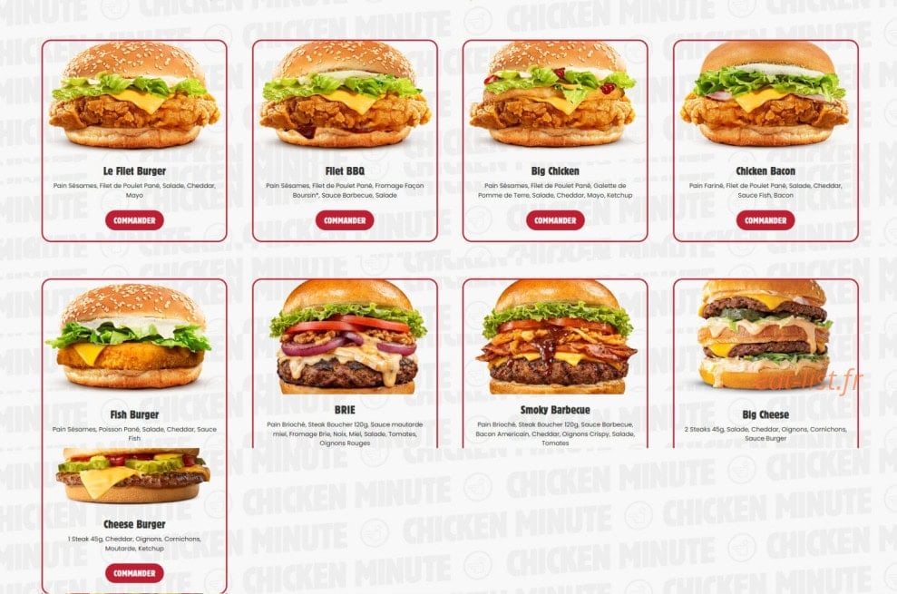 Chicken Minute — carte page 3