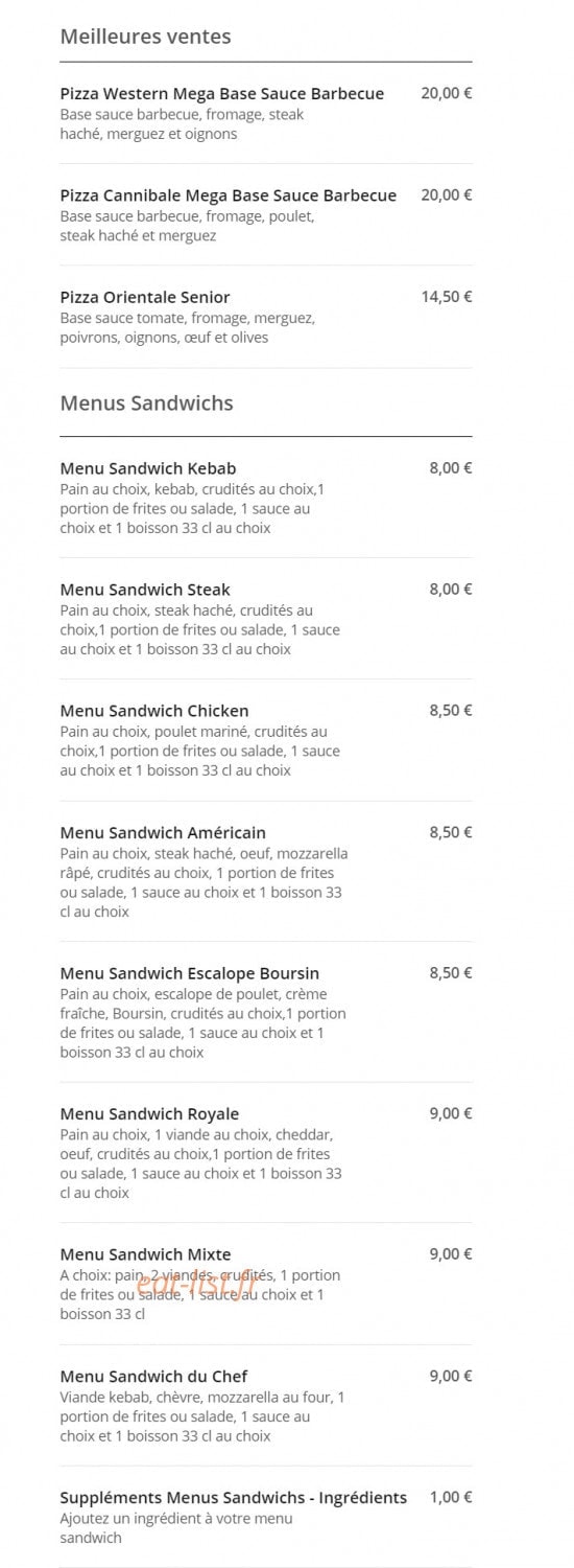 Fly pizza — carte page 1