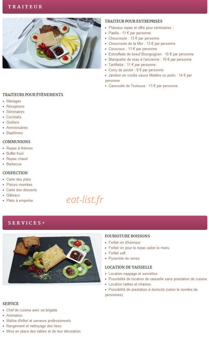 Buchelay Réception Traiteur — carte page 1