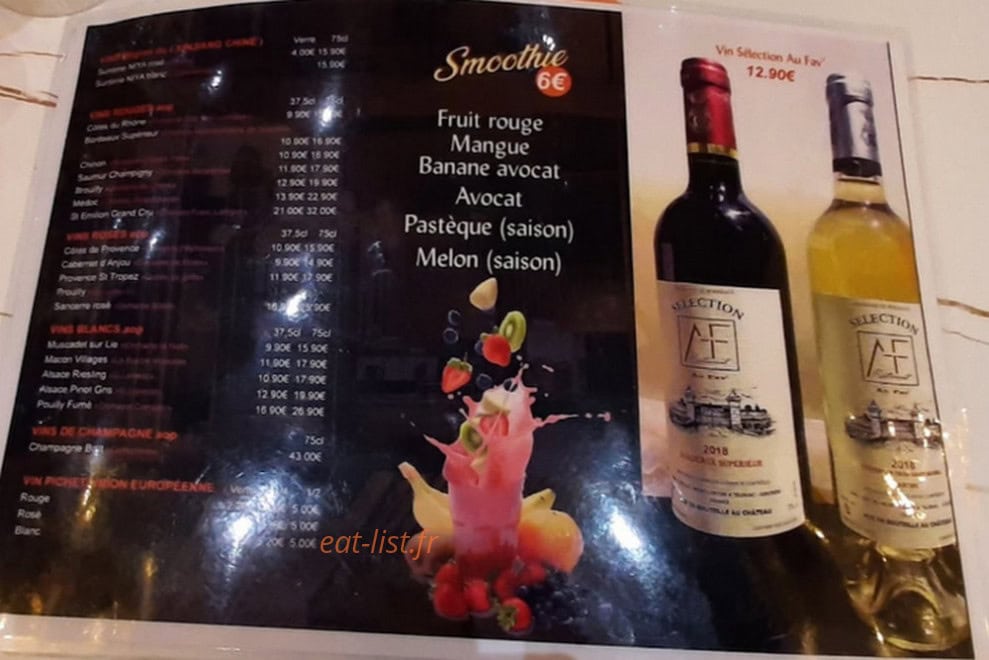 Restaurant Au Fav’ — carte page 2