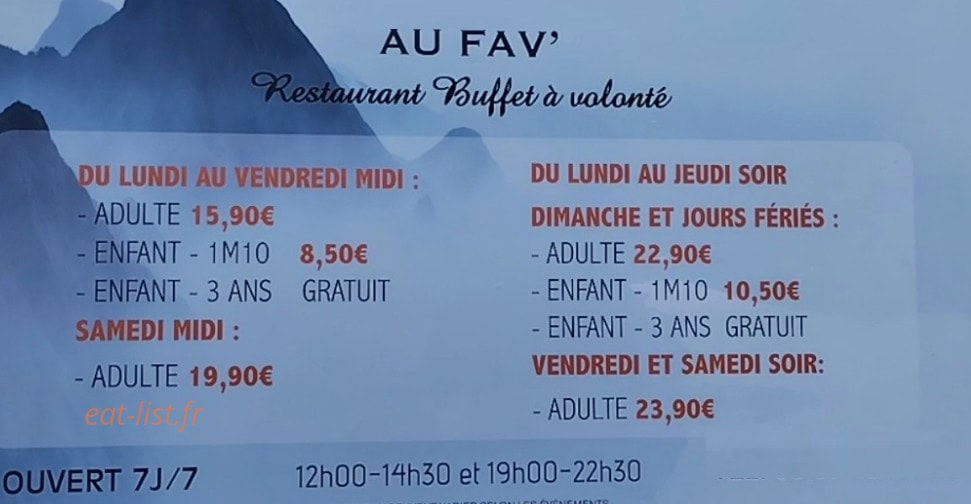 Restaurant Au Fav’ — carte page 1