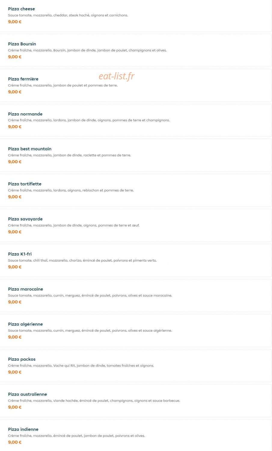 Bon App Pizza — carte page 3