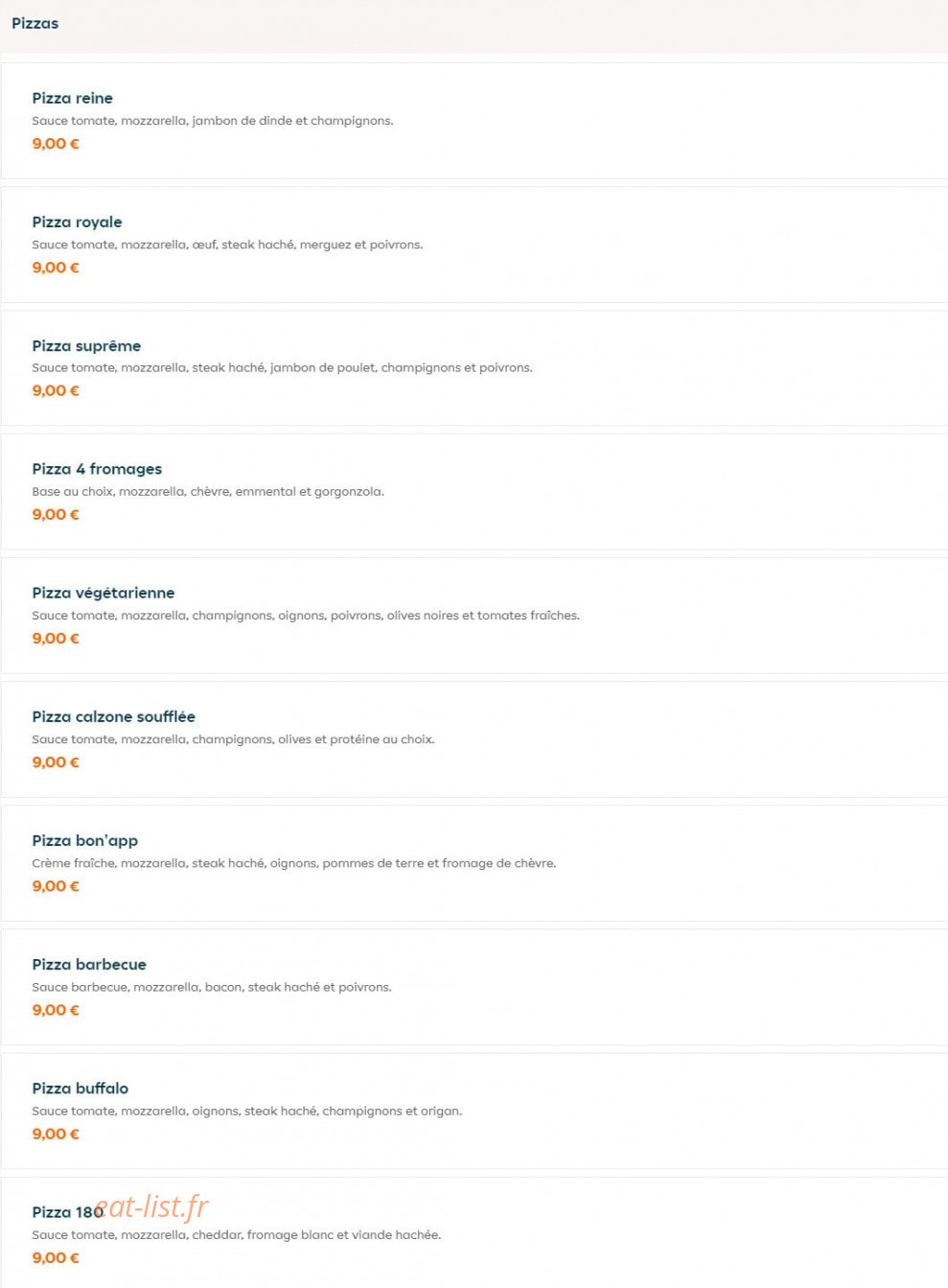 Bon App Pizza — carte page 2