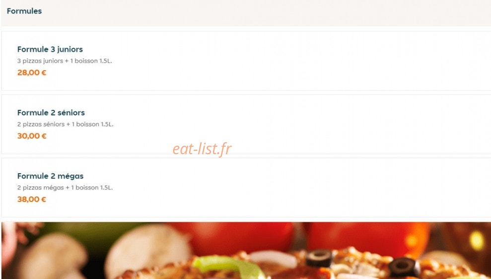 Bon App Pizza — carte page 1