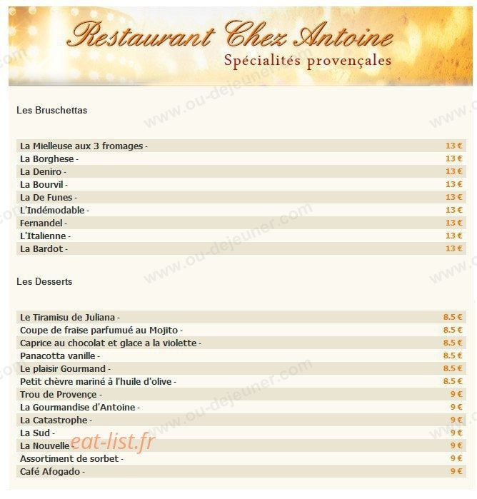 Chez Antoine — carte page 2