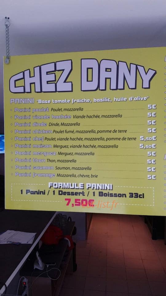 Chez Dany — carte page 1