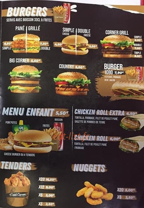 Food Corner — carte page 3
